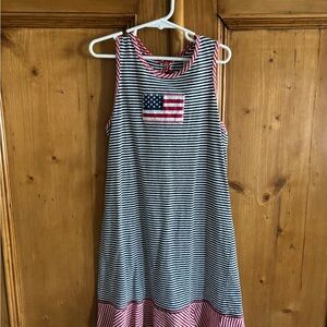 Nautical Striped Kids Dress with Flag Patch